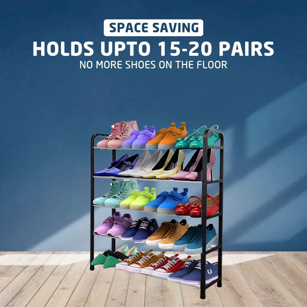 1ABOVE 5 Tier Shoe Rack Organiser, Heavy duty storage unit, Quick Assembly No Tools Required, Holds upto 15-20 pairs (BLACK)-7