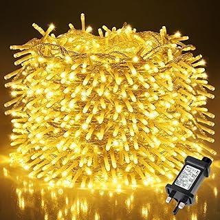 LEDYA 200 LED String Lights Mains Powered, 20M/65.62ft Warm White Fairy Lights Outdoor Indoor, Waterproof for Bedroom Garden Wedding Window, White Clear Cable 20009