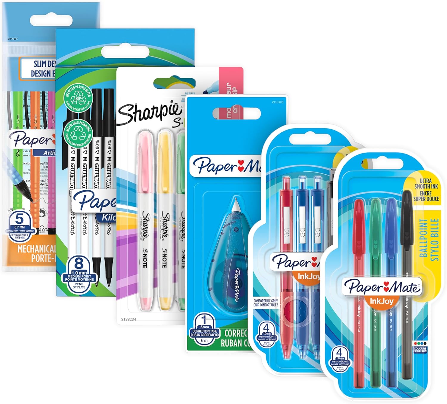 Paper Mate & Sharpie Pens Set | Stationery Supplies | Ballpoint Pens, Highlighters, Mechanical Pencils & Correction Tape | Perfect for School & Office | 26 Count-0