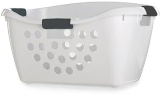 Lakeland Easy Load White Plastic Laundry Washing Basket 50L – Comfortable Hip Rest Non-Slip Handles