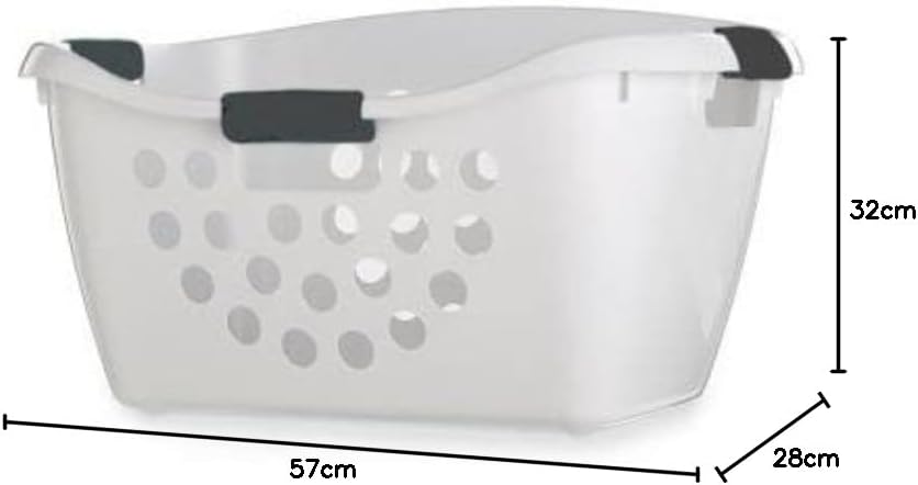 Lakeland Easy Load White Plastic Laundry Washing Basket 50L – Comfortable Hip Rest Non-Slip Handles-0