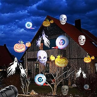 Halloween Projector Lights Jsdoin LED Halloween Decorative Lights Moving Rotating Snowstorm Landscape Lamp Spotlight Halloween Christmas Holiday Wedding Party Birthday Home Garden Decoration Lights