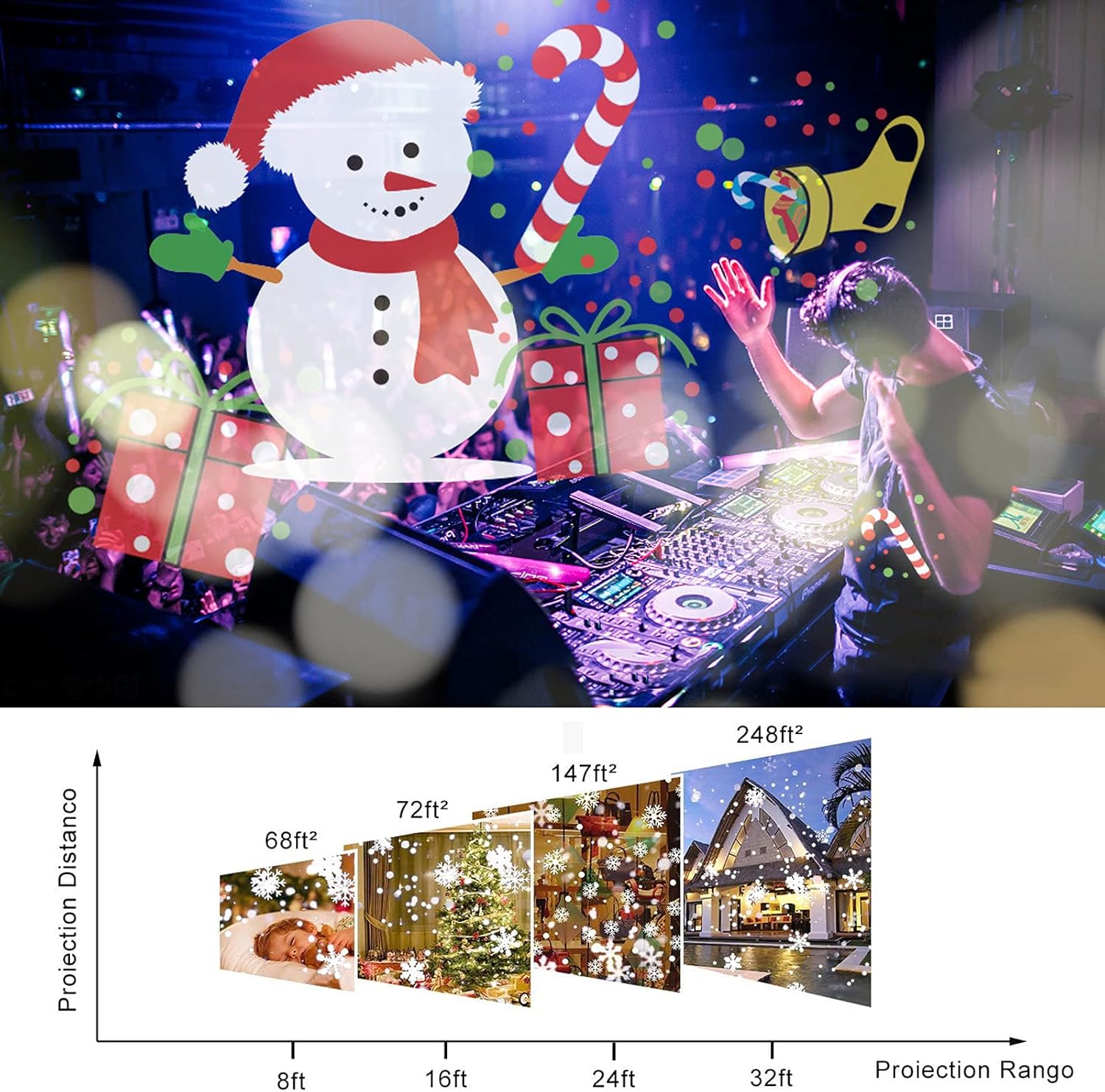 Halloween Projector Lights Jsdoin LED Halloween Decorative Lights Moving Rotating Snowstorm Landscape Lamp Spotlight Halloween Christmas Holiday Wedding Party Birthday Home Garden Decoration Lights-2