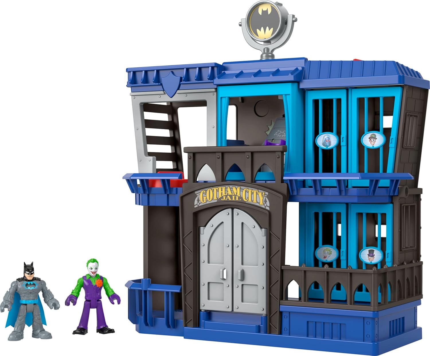 Fisher Price Imaginext DC Super Friends Gotham City Jail Recharged, prison playset with Batman and The Joker figures for preschool kids ages 3+-0