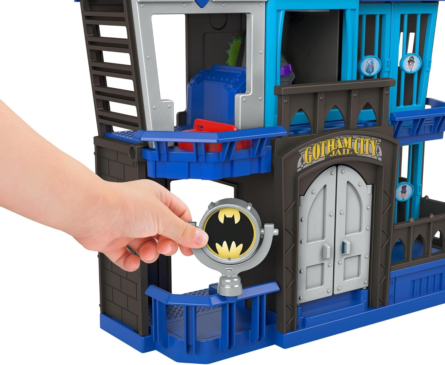 Fisher Price Imaginext DC Super Friends Gotham City Jail Recharged, prison playset with Batman and The Joker figures for preschool kids ages 3+-1