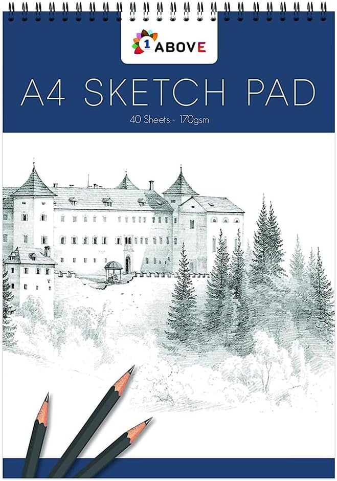 1ABOVE Artists Sketch pad,Spiral Bound Sketch Pad Sketch Paper for Artists. Ideal for The Studio, School Or at Home - 170gsm Cartridge Paper (A4)-0