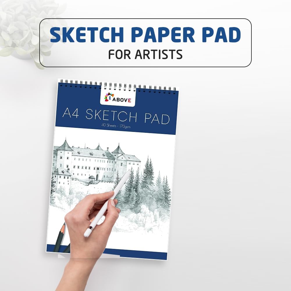 1ABOVE Artists Sketch pad,Spiral Bound Sketch Pad Sketch Paper for Artists. Ideal for The Studio, School Or at Home - 170gsm Cartridge Paper (A4)-3