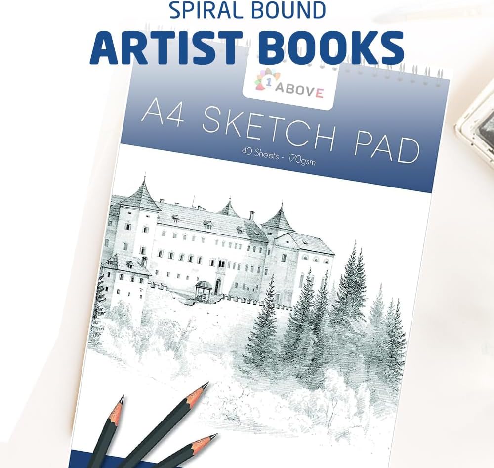 1ABOVE Artists Sketch pad,Spiral Bound Sketch Pad Sketch Paper for Artists. Ideal for The Studio, School Or at Home - 170gsm Cartridge Paper (A4)-5