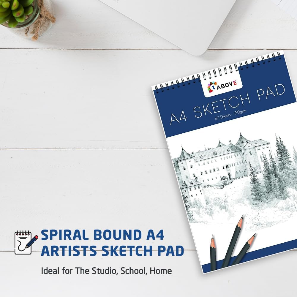 1ABOVE Artists Sketch pad,Spiral Bound Sketch Pad Sketch Paper for Artists. Ideal for The Studio, School Or at Home - 170gsm Cartridge Paper (A4)-7