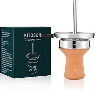 Kitosun Hookah Bowl Set - Kitosun Hookah Accessories Vortex Ceramic Hookah Bowl with 5 Holes Screen Charcoal Holder with Chimney Heat Management Device for Shisha Narguile Smoking