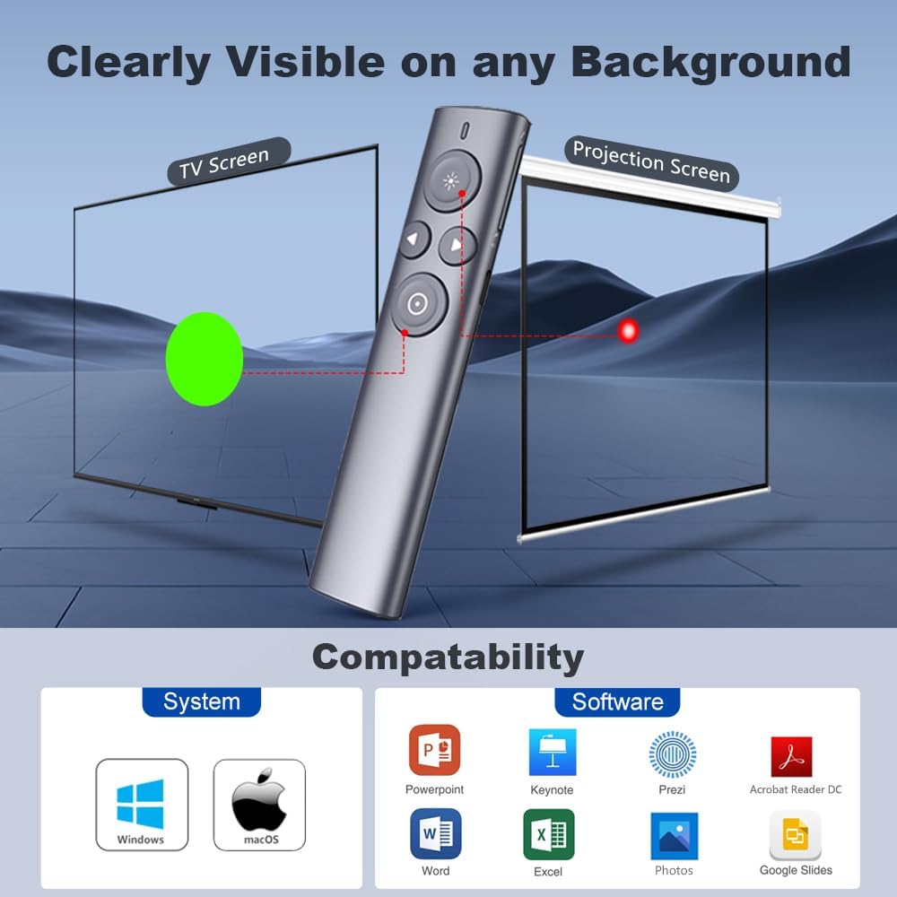 NORWII N95s Pro Highlighting Presentation Remote Rechargeable with Memory, Digital Pointer Presentaion and Air Mouse Presenter Pointer, Supports Magnify Timer LED LCD TV Screen-1