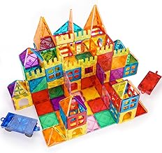 YIKUMO Kids Magnetic Tiles Toys, 100Pcs 3D Magnetic Building Blocks Tiles Set, Building Construction Educational STEM Toys for 3+ Year Old Boys and Girls