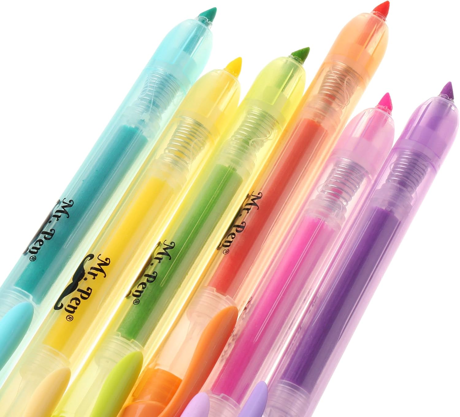 Mr. Pen- Retractable Highlighters, 6 Pack, Pastel Colors, Chisel Tip, No Smear Click Highlighter, Bible Journaling Highlighter, Highlighter Markers Retractable, Highlighter Pens, Mild Highlighters-8