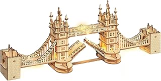 ROBOTIME Tower Bridge Wooden Model Kits for Adult 3D Puzzle to Build Your Own Laser Cut Jigsaw Building Construction Crafts Kits