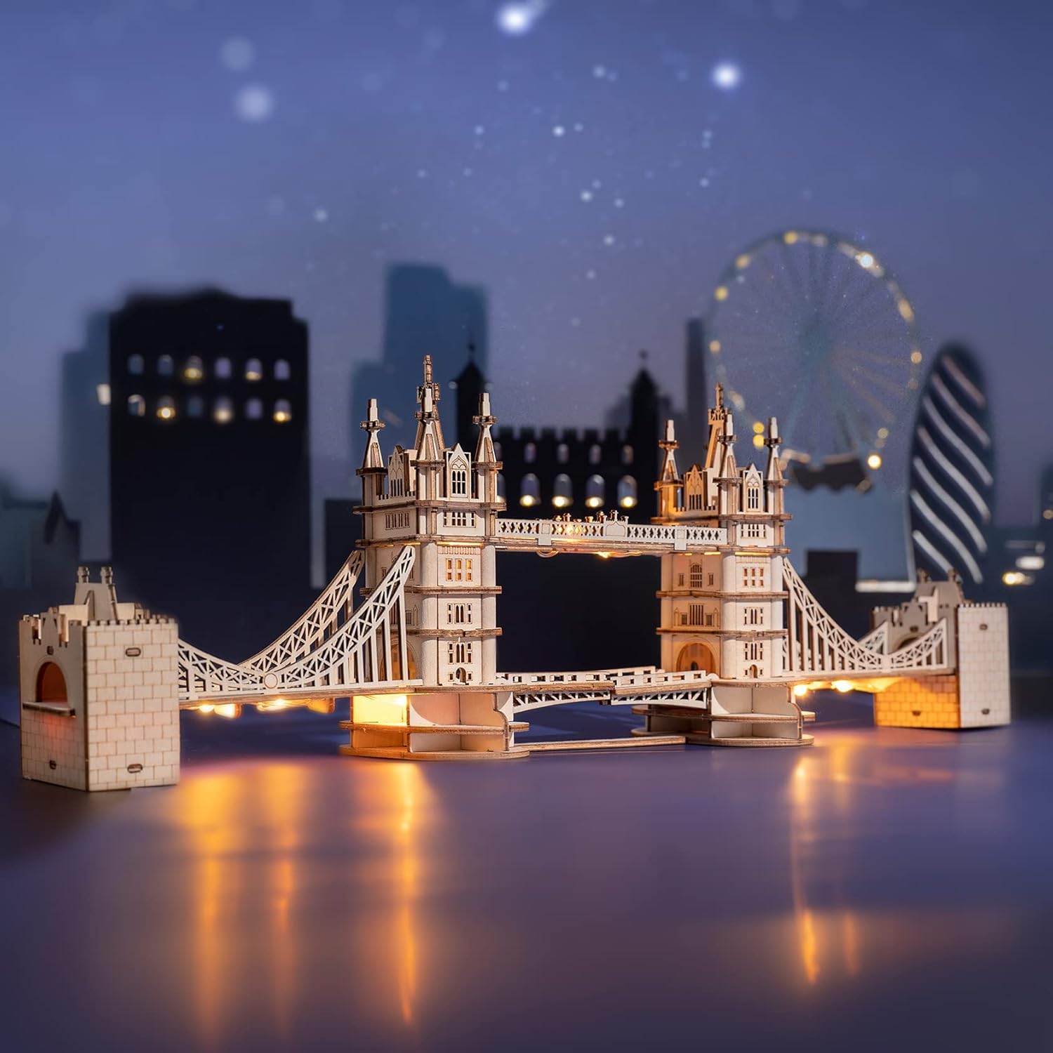 ROBOTIME Tower Bridge Wooden Model Kits for Adult 3D Puzzle to Build Your Own Laser Cut Jigsaw Building Construction Crafts Kits-3