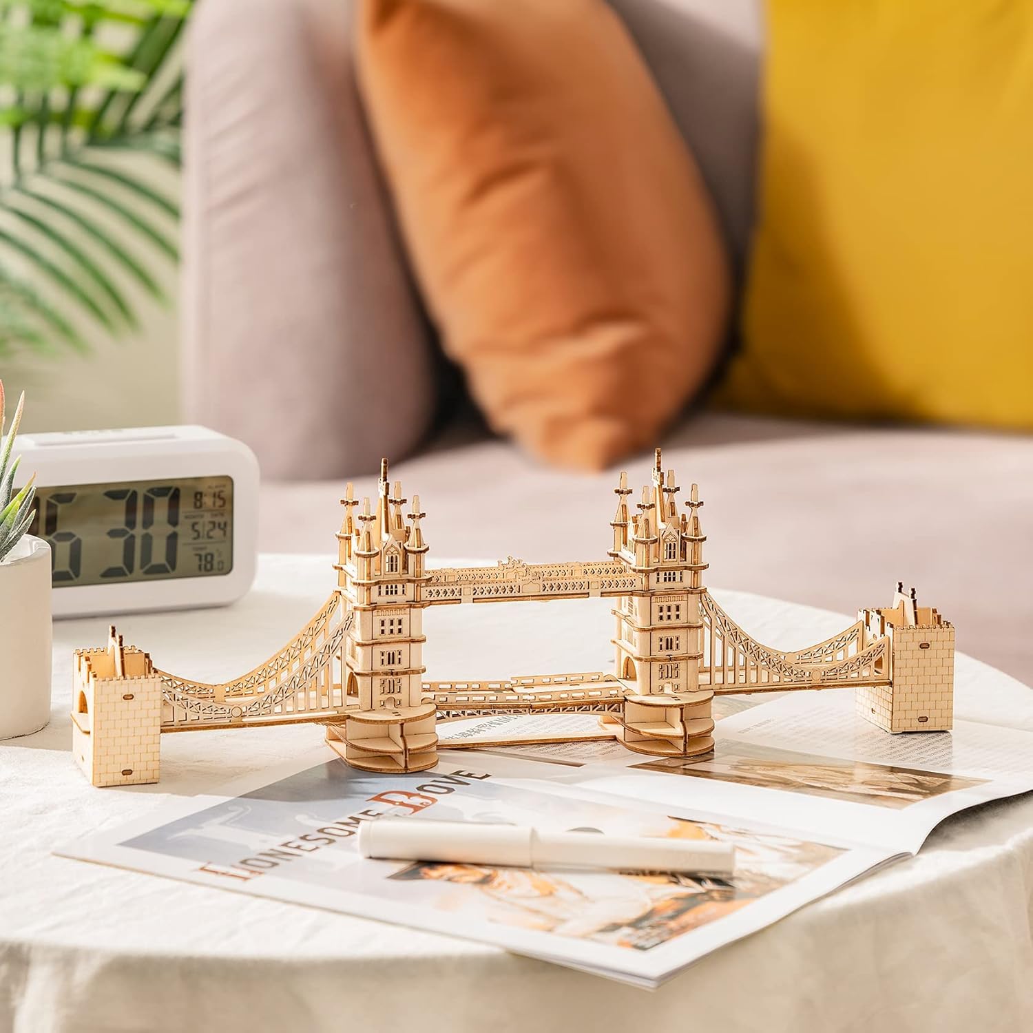 ROBOTIME Tower Bridge Wooden Model Kits for Adult 3D Puzzle to Build Your Own Laser Cut Jigsaw Building Construction Crafts Kits-6