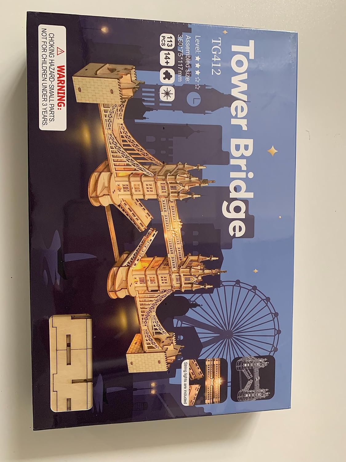 ROBOTIME Tower Bridge Wooden Model Kits for Adult 3D Puzzle to Build Your Own Laser Cut Jigsaw Building Construction Crafts Kits-8