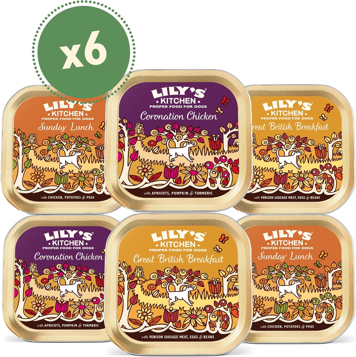 Lily's Kitchen Natural Adult Wet Dog Food Trays Weekend Favourites Mixed Pack 6 x 150g-3