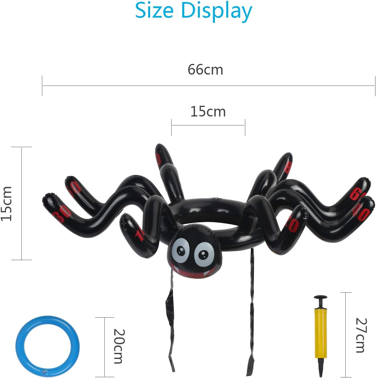 ZERHOK Inflatable Spider Hat, Halloween Spider Toss Toy Spider Feet Target Game with 6pcs Colourful Throwing Rings for Kids Adults Indoor Outdoor Garden Game Gift Party Supplies-6