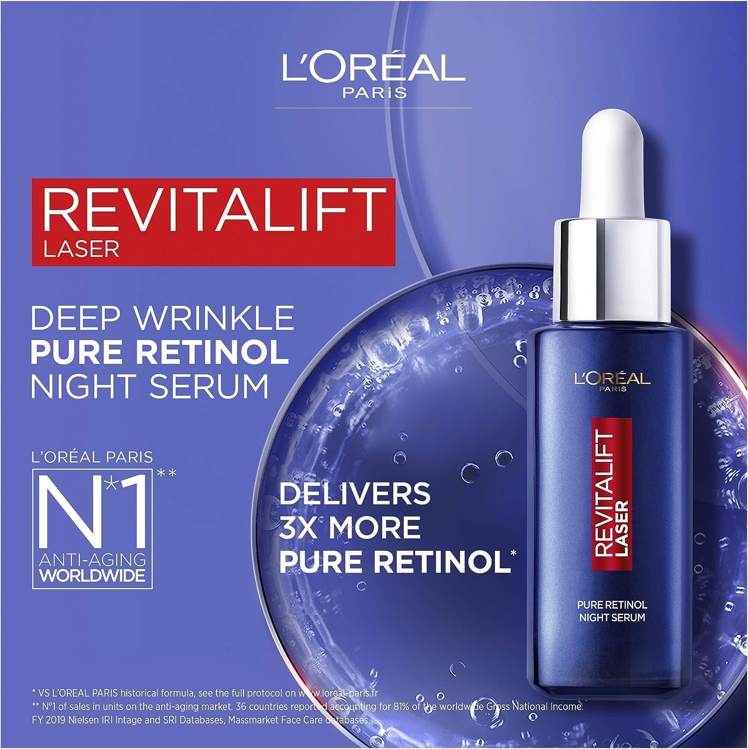 L’Oreal Paris Pure Retinol Night Serum, Revitalift Laser Anti-Ageing & Anti-Wrinkle Serum, 50ml-5