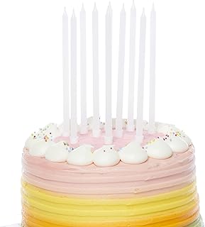 amscan 9911936 - White Tall Skinny Cake Candles - 10 Pack