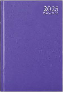 1ABOVE 2025 Premium Quality A5 Day to Page Diary | Pastel colour Hardback Casebound Cover & Ribbon Marker DAP Year Planner for Business, Office, Home, Appointments (PURPLE)