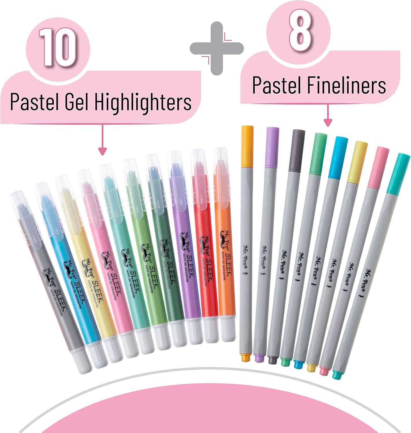 Mr. Pen- Bible Gel Highlighters and Fineliner Pens No Bleed, Pastel Colors, 18 Pcs, Bible Journaling Kit, Bible Highlighters and Pens No Bleed, Bible Pens, Gel Highlighters, No Bleed Highlighters.-1