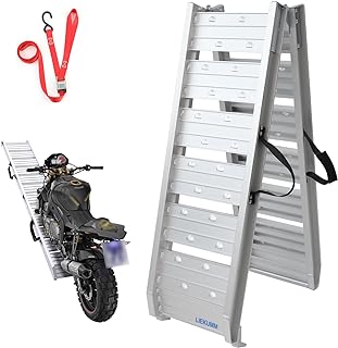 LIEKUMM Motorbike Loading Ramp, 182.5cm Aluminum Loading Ramp for Van, ATV Truck Scooter Quad Lawn Mower, 250kg Capacity Motorcycle Loading Ramp, Silver