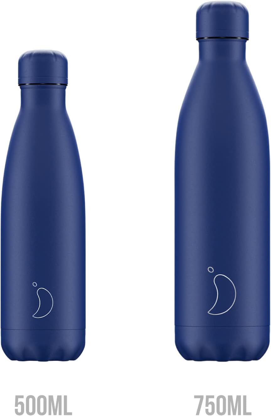 Chilly's Water Bottle - Stainless Steel and Reusable - Leak Proof, Sweat Free - Matte - All Blue - 500ml-1