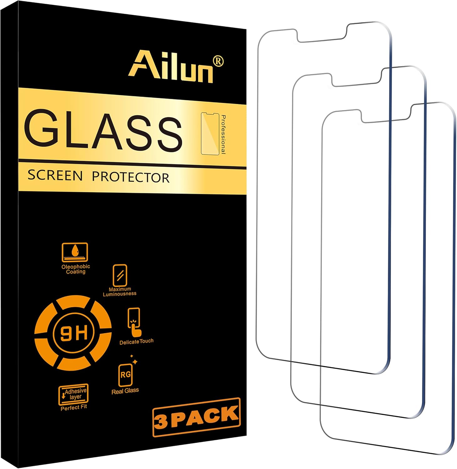 Ailun Glass Screen Protector Compatible for iPhone 14/13/13 Pro [6.1 Inch] Display 3 Pack Case Friendly Tempered Glass-0