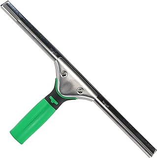 UNGER 79001 ErgoTec Window Squeegee 45cm - Rubber Squeegee Blade, Stainless Steel Channel & Rubber Grip Handle - Window Cleaning Equipment, Green