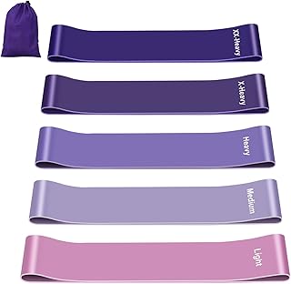 Resistance Bands [Set of 5], Resistance Band for Women and Men, Skin-Friendly Resistance Fitness Exercise Loop Bands 5 Levels for Legs and Glutes,Arms,Pilates,Yoga-Carry bag included