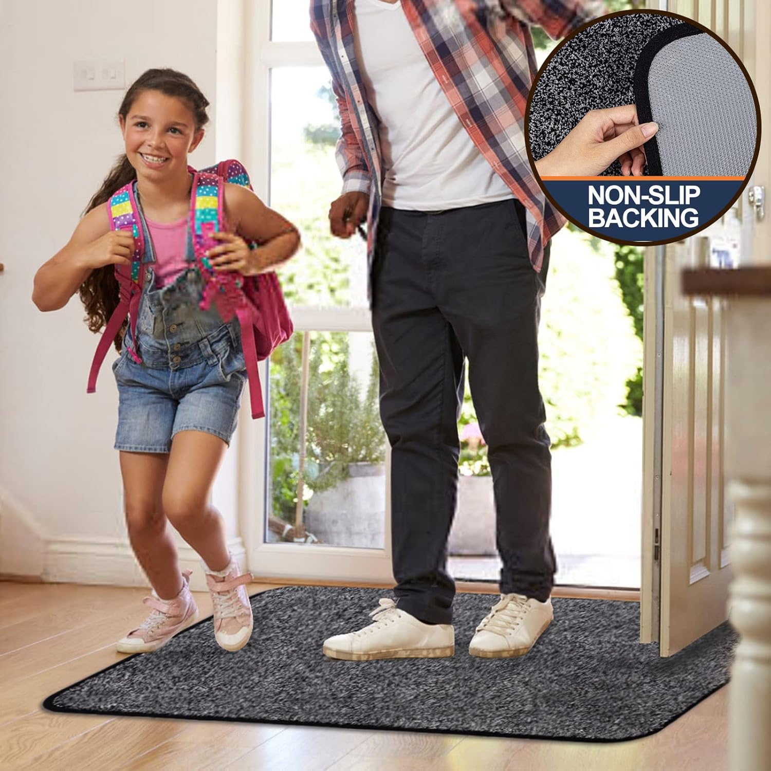 Walensee Indoor Doormat, Front Door Mat for Entrance (50x80cm Grey-Black) Machine Washable Entryway Rug Non Slip Dirt Trapper Door Rugs Absorbent Low Profile Shoes Scraper Inside Floor Mats for Entry-5