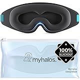 MyHalos 100% Blackout Sleep Masks for Women & Men - Zero Eye Pressure Eye Mask for Sleeping -Our Halo Sleep Mask Includes a Storage Pouch- Black Eye Mask for Travel or Blindfold