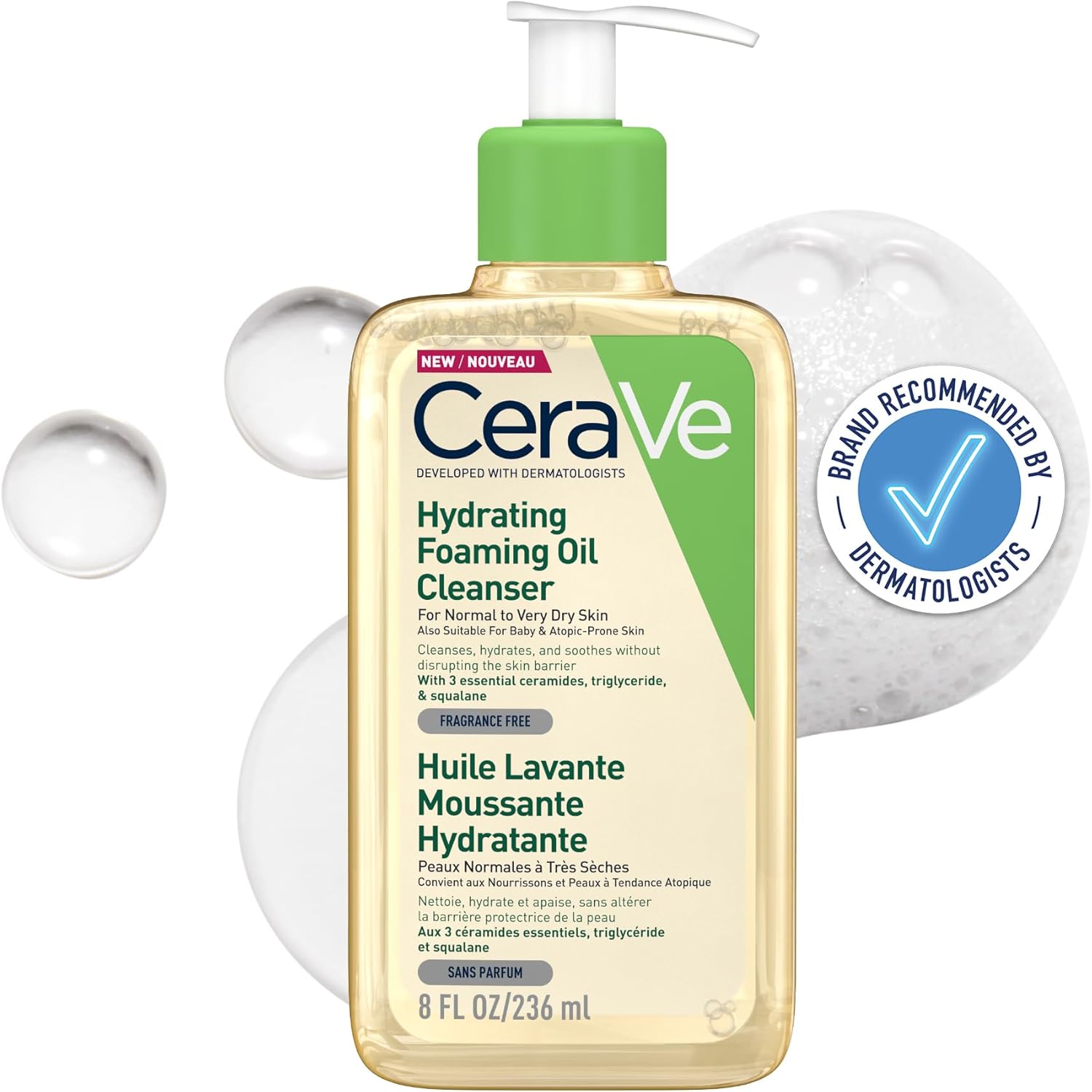 CeraVe Hydrating Foaming Oil Cleanser with Squalane for Normal to Very Dry Skin 236ml-0