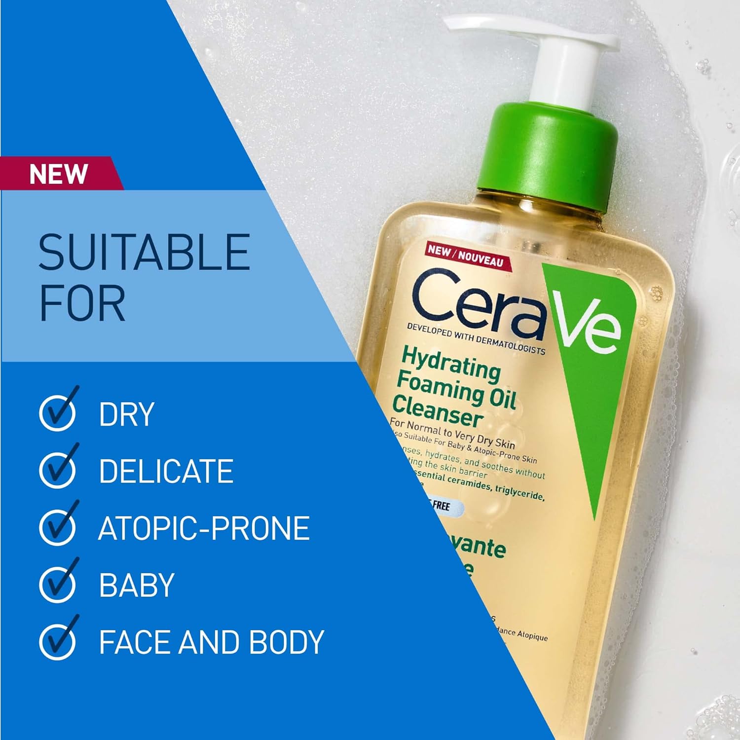 CeraVe Hydrating Foaming Oil Cleanser with Squalane for Normal to Very Dry Skin 236ml-5