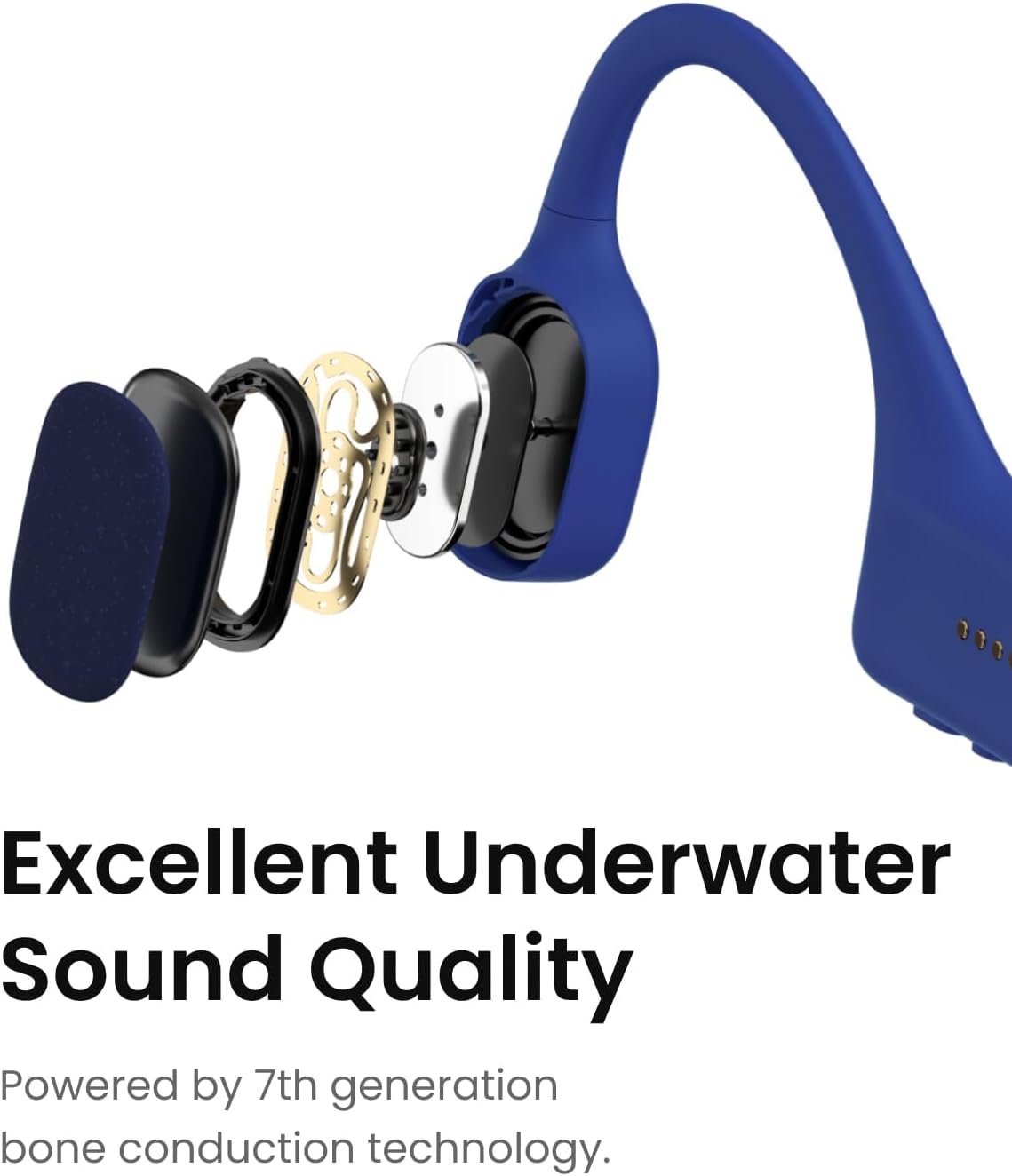 SHOKZ OpenSwim(formerly Xtrainerz) Swimming MP3 Headphones, Open-Ear Bone Conduction Headset, IP68 Waterproof, 4 GB Memory, MP3 Player For Swimming, Surfing, Running【No Bluetooth】（Sapphire Blue）-3