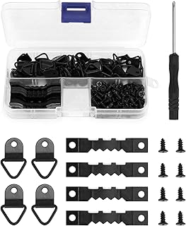 QWORK® 251 Pcs Picture Hanging Kit, 50 x Sawtooth Picture Hanger and 50 x D Ring Picture Hanger with 150 Screws and 1 x Screwdriver for Picture Photo Frame Hanging (Black)