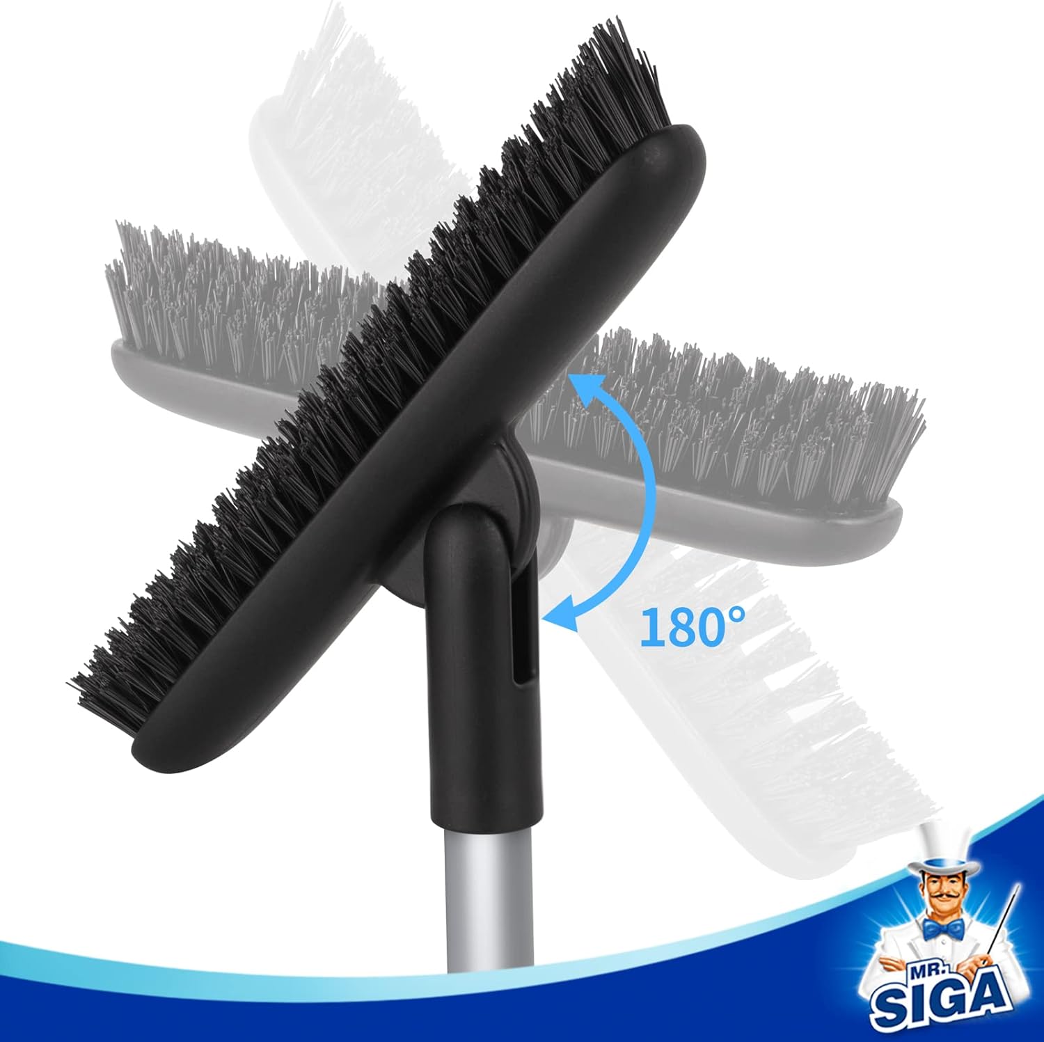 MR.SIGA Grout Scrub Brush with Long Handle, Shower Floor Scrubber for Cleaning, Tile Scrub Brush with Stiff Bristles-4