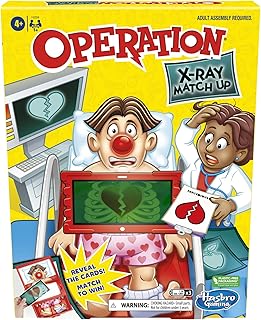 Hasbro Gaming Operation X-Ray Match Up Board Game for 2 or More Players, Matching Game for Kids Ages 4 and Up, with Lights and Sounds,Red