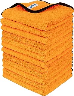 MR.SIGA Professional Premium Microfibre Towels for Cars, Dual-Sided Car Washing and Detailing Towels, Gold, 15.7 x 23.6 inch, 12 Pack