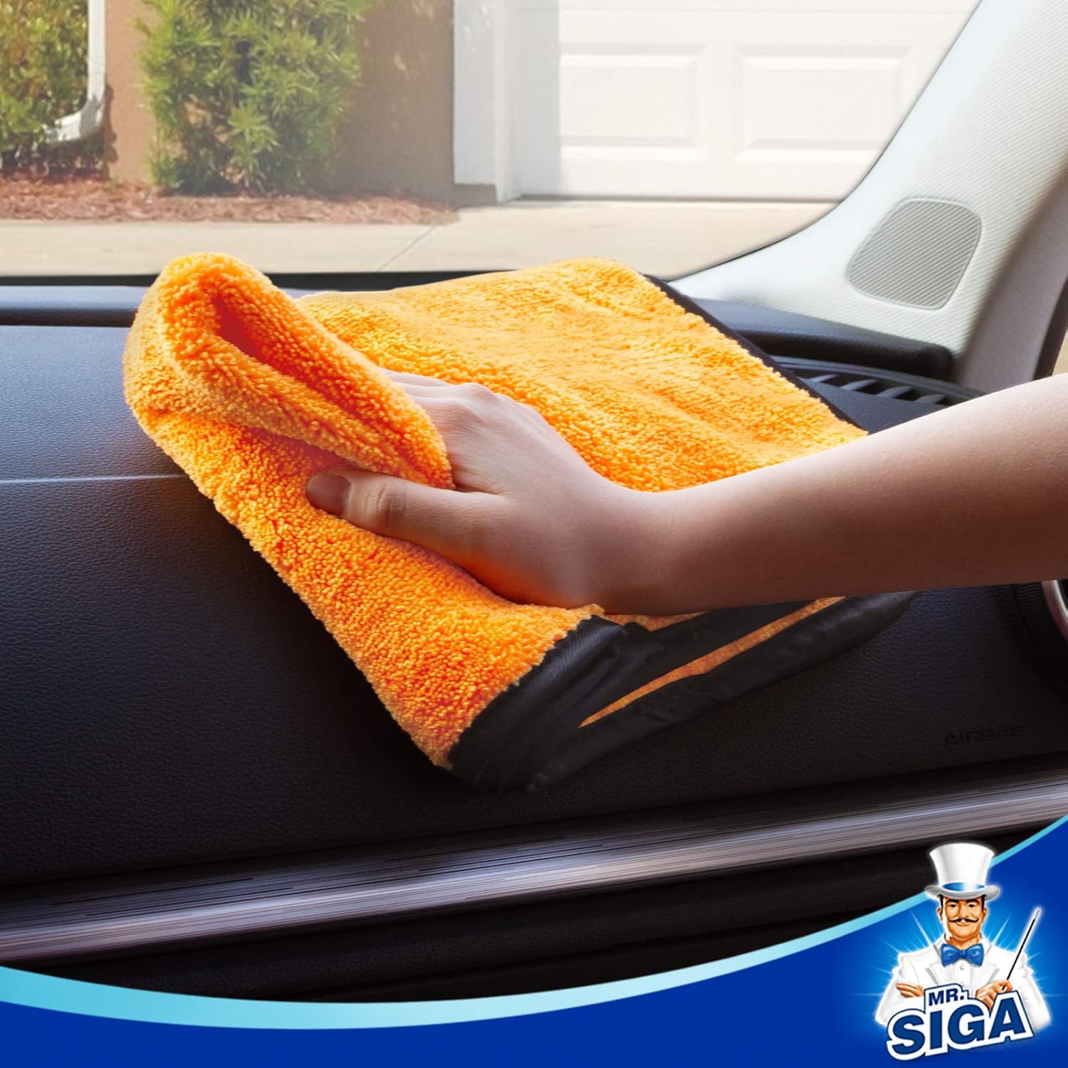 MR.SIGA Professional Premium Microfibre Towels for Cars, Dual-Sided Car Washing and Detailing Towels, Gold, 15.7 x 23.6 inch, 12 Pack-2