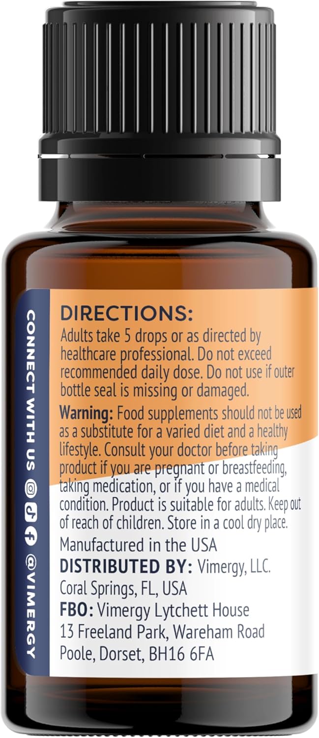 Vimergy Vegan Vitamin D3 Liquid (96 serv) – Vitamin d3 1000 IU – Vegan Vitamin Drops – Liquid Vitamin – Formulated Without Sugar or Binders – Non-GMO & Gluten-Free (15 ml)-1