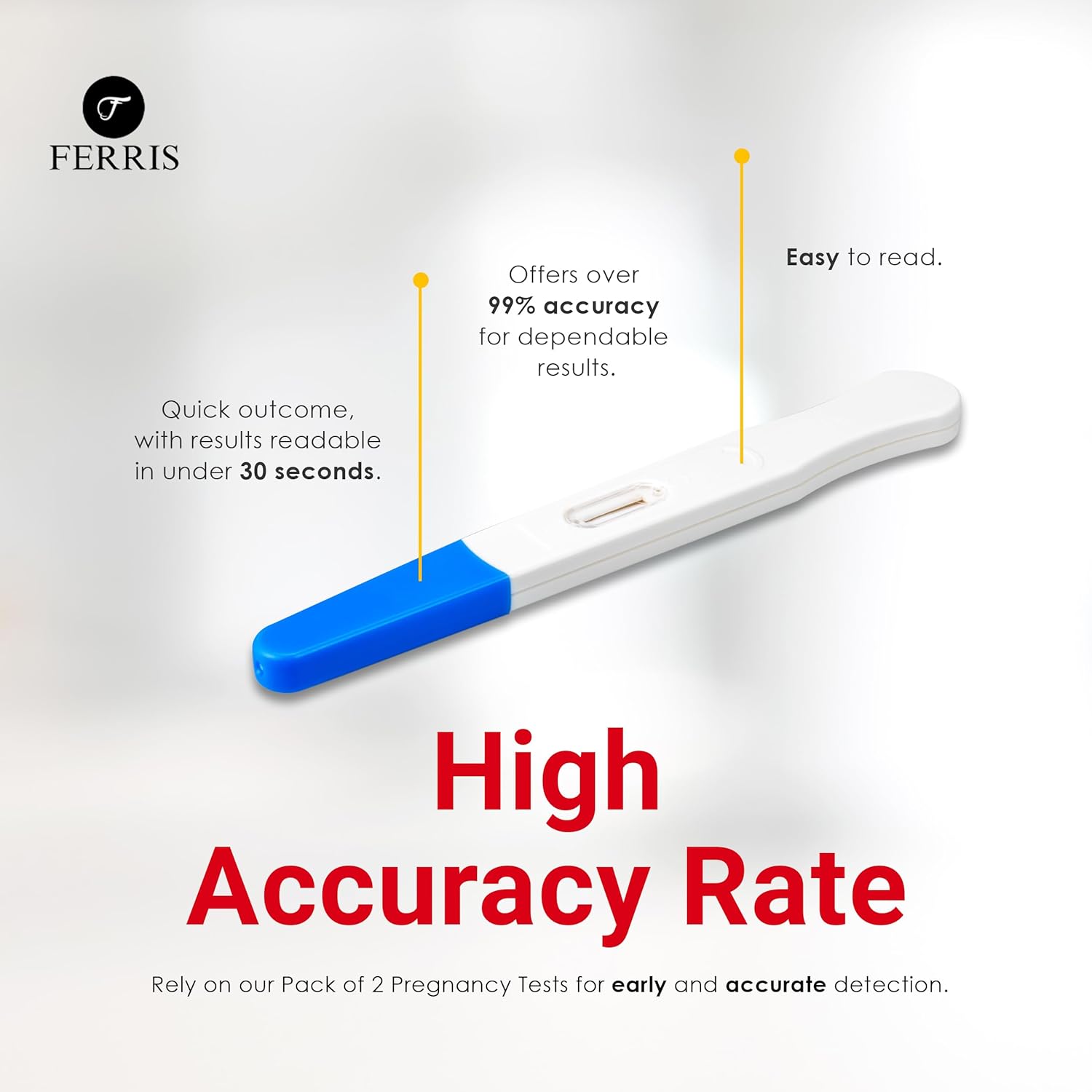 FERRIS | Pack of 2 Pregnancy Tests, Early Response Home Testing Kit, Early Family Planning, Quick Result & Easy Detection | Over 99% Accuracy - Discreet Packaging-2