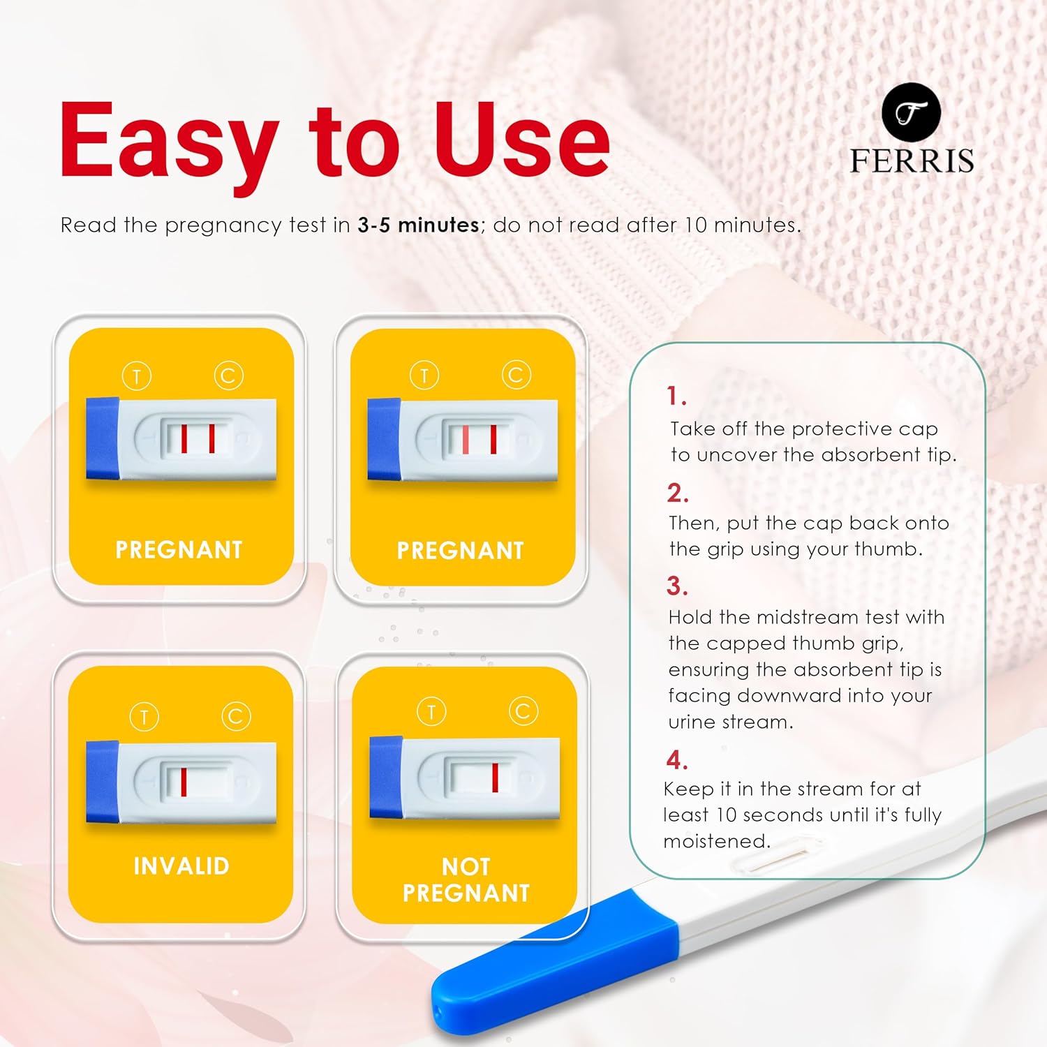 FERRIS | Pack of 2 Pregnancy Tests, Early Response Home Testing Kit, Early Family Planning, Quick Result & Easy Detection | Over 99% Accuracy - Discreet Packaging-6