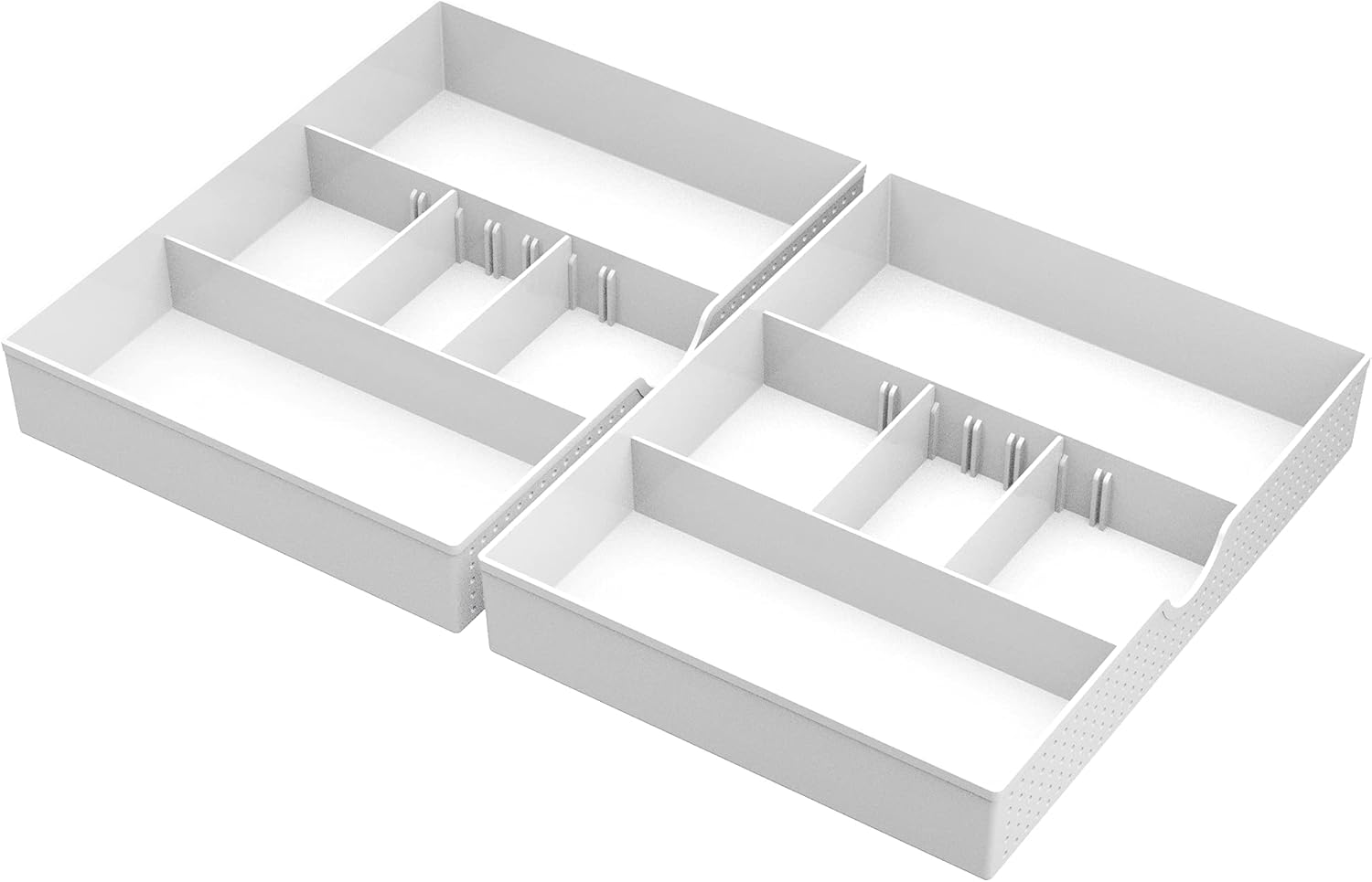 Amtido Desk Drawer Organiser Tray for Office Stationary Supplies & Accessories - Draw Tidy Storage Box – 3 Compartments with 2 Adjustable Dividers – White - 2 Pack-5