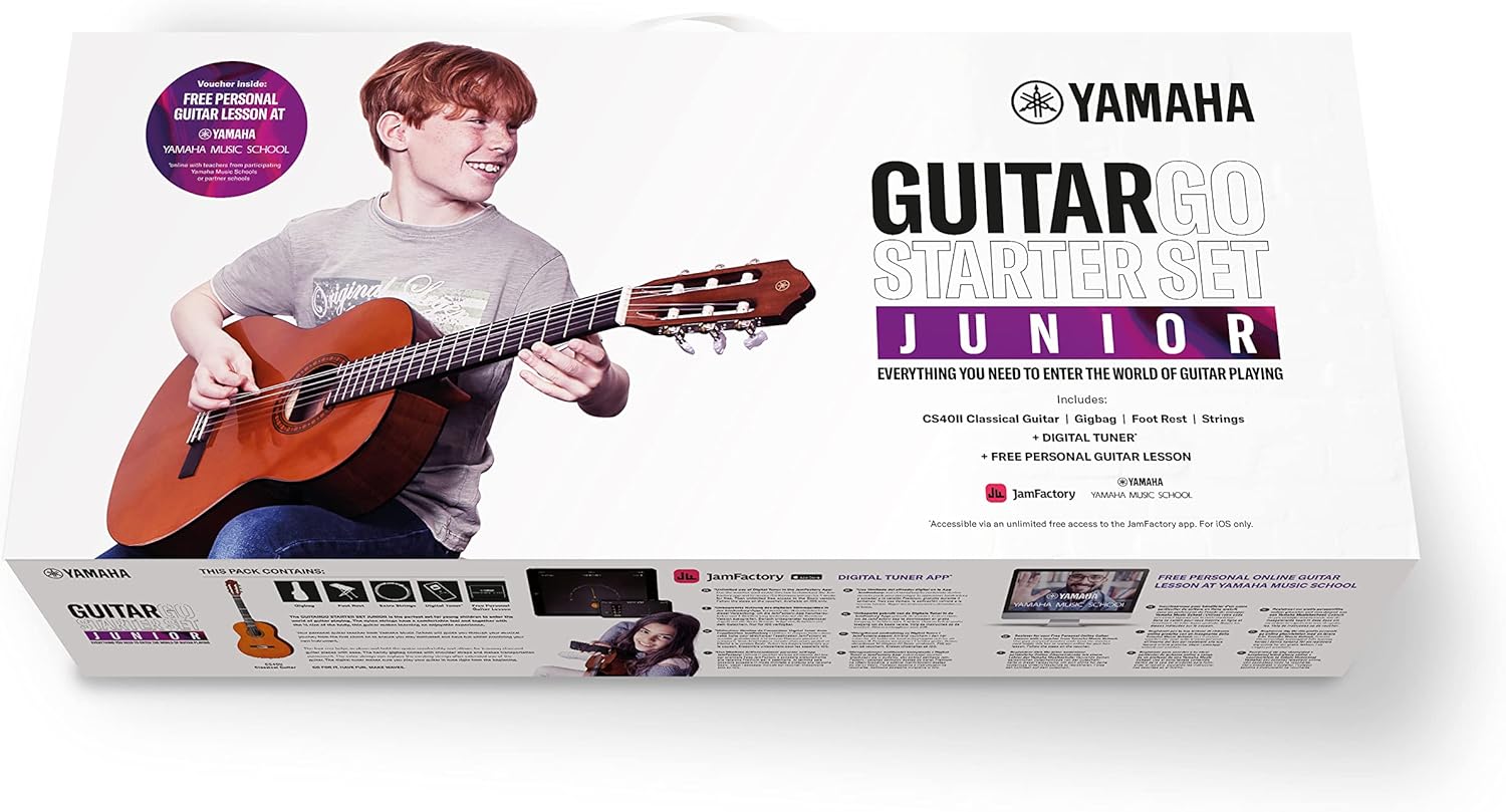 Yamaha GuitarGo - Starter Set Junior - Acoustic guitar pack for young learners including a gig bag, digital tuner for iOS and a footrest-3