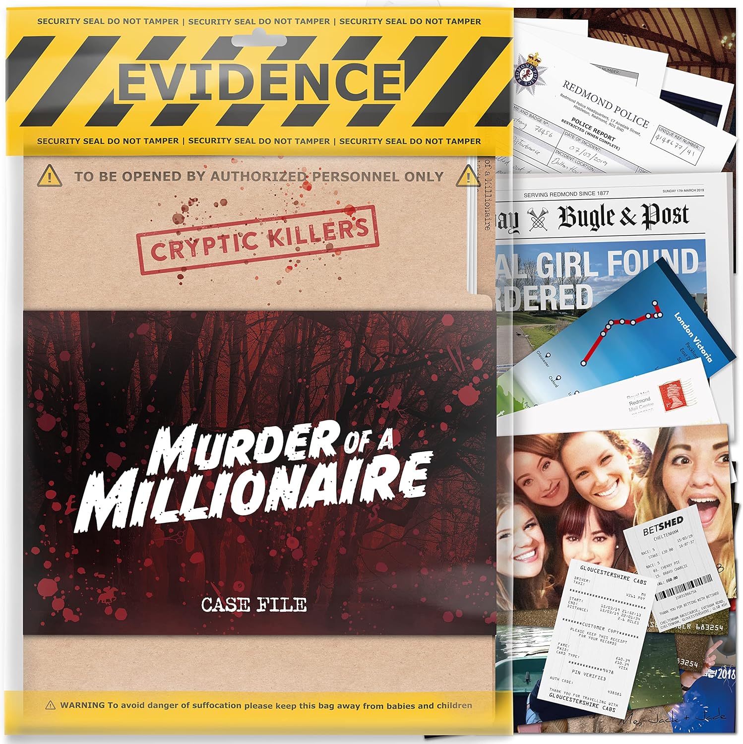 Cryptic Killers Unsolved murder mystery game - Cold Case Files Investigation Detective clues/evidence - Solve the crime - For individuals, date nights & party groups - Murder of a millionaire-0