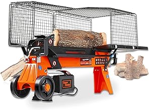 SuperHandy Log Splitter Electric Portable 6 Ton Ram System 9.6A 2200Watt Motor Horizontal Full Beam with Steel Wedge for Fire Wood Splitting Forestry