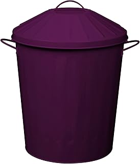 simpahome 40 Litre Vintage Style Metal Tapered Dustbin & Lid - Purple - 46cm (H) x 40cm (Dia)